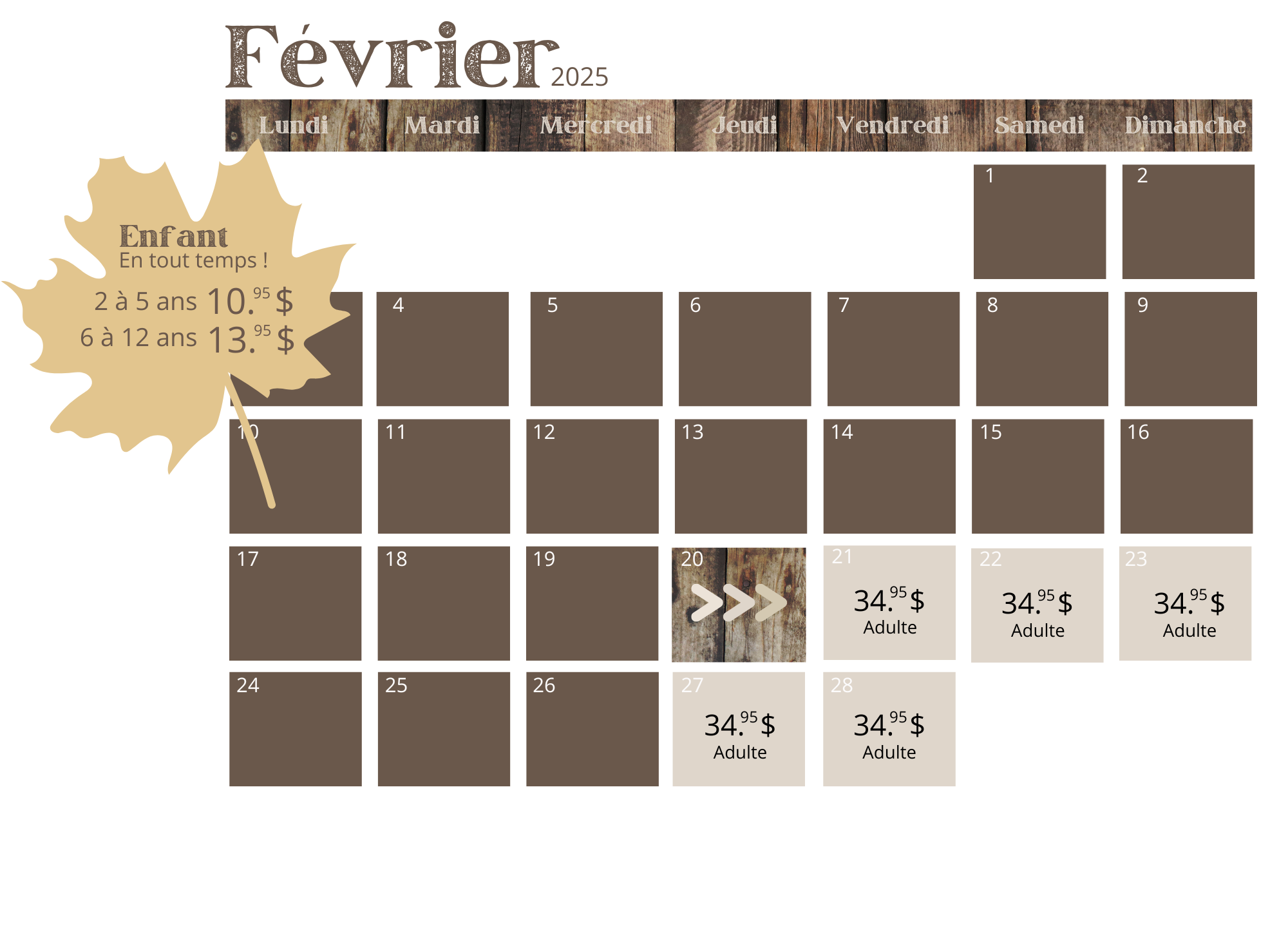 | Le Chalet des Érables Tarif Février 2025