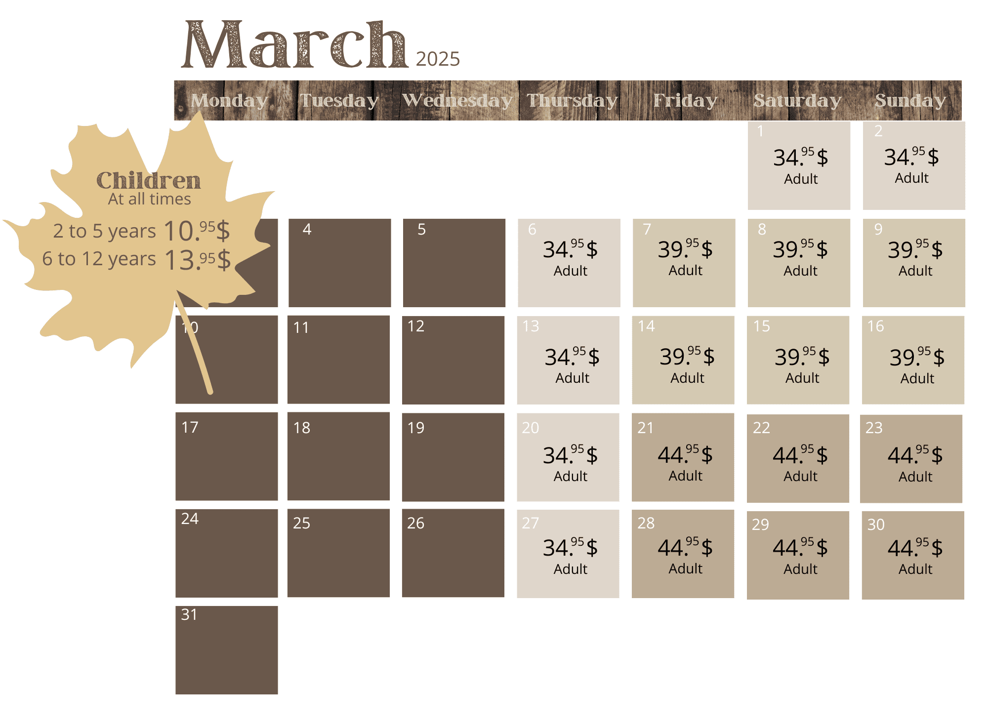 | Le Chalet des Érables Price March 2025